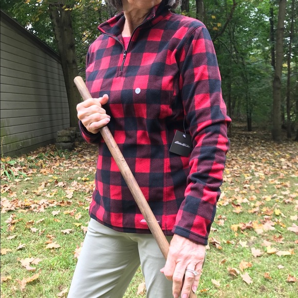 checkered fleece pullover